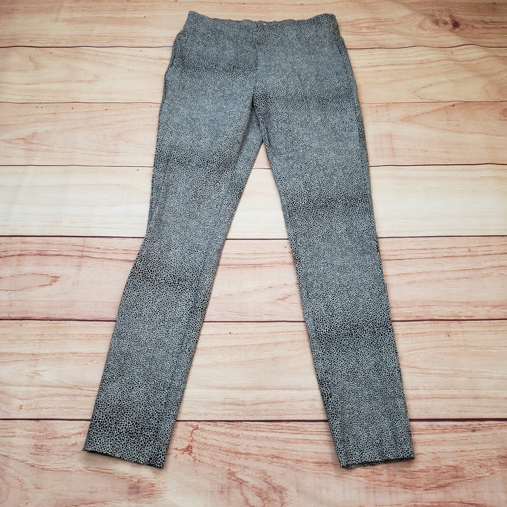 Michael Kors Leggings Womens Medium Black White Micro Animal Print Pants Stretch